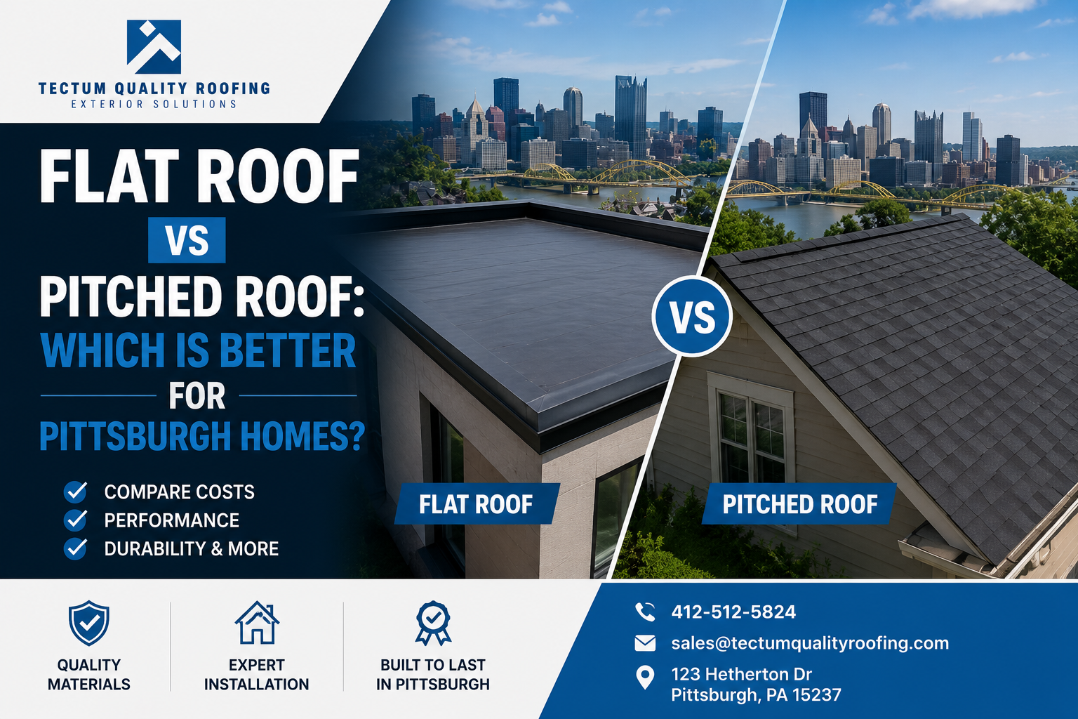 Flat Roof vs Pitched Roof: Which Is Better for Pittsburgh Homes?