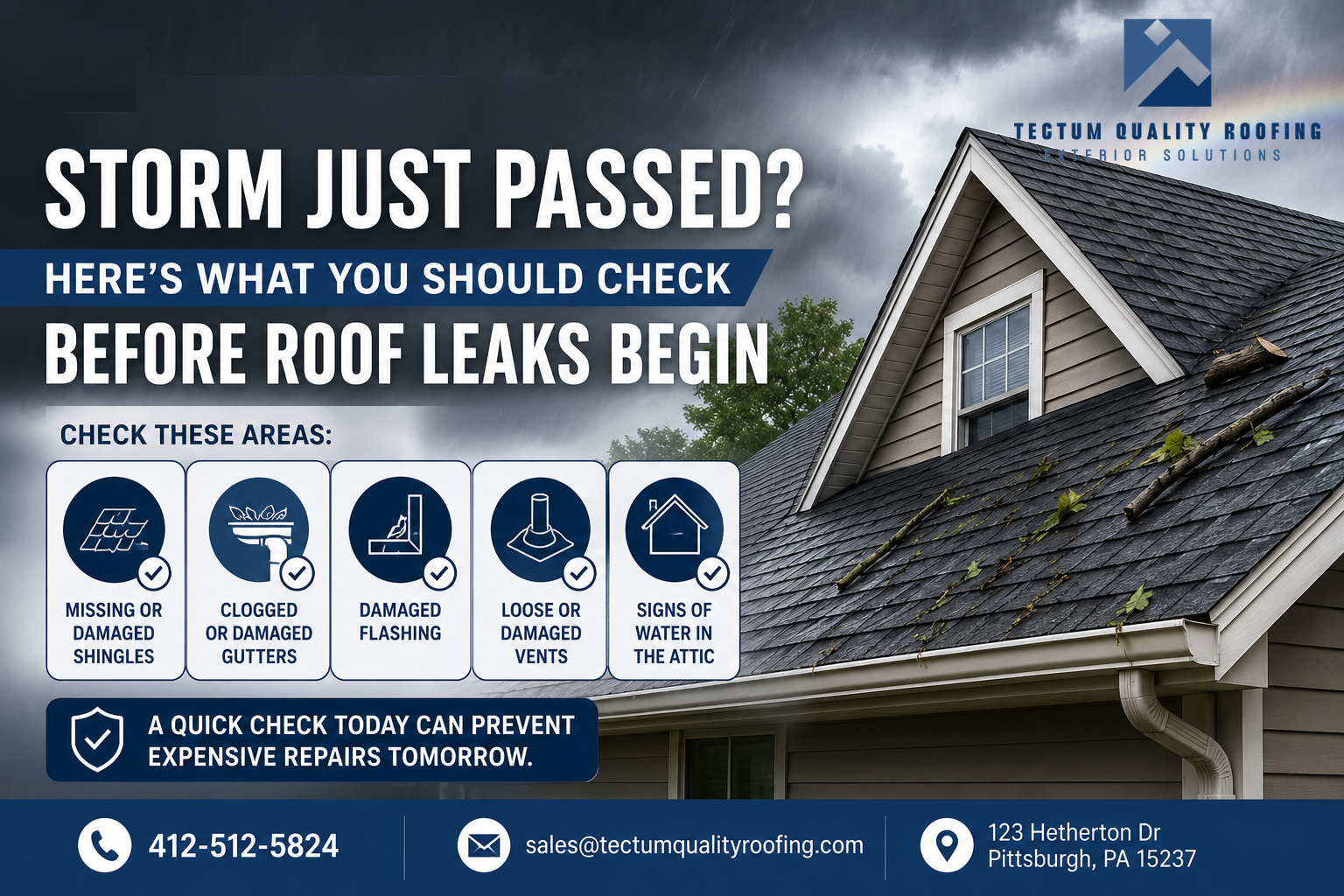 Storm Just Passed? Here’s What You Should Check Before Roof Leaks Begin
