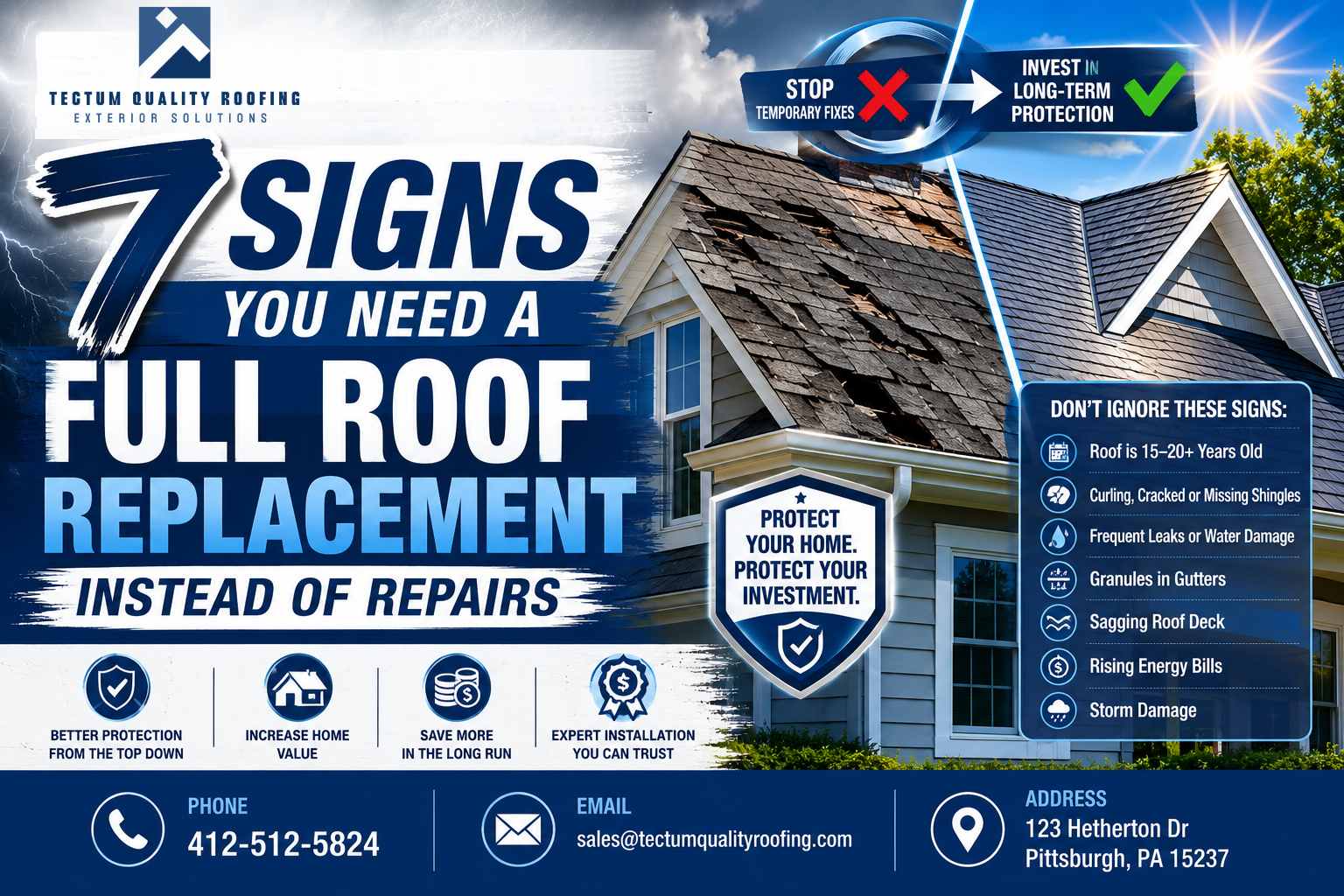 7 Signs You Need a Full Roof Replacement Instead of Repairs