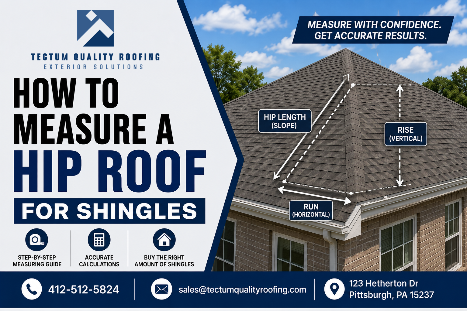 how to measure a hip roof for shingles